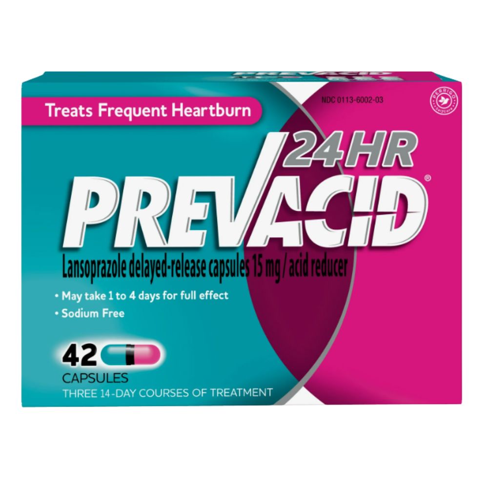 Prevacid 24HR, Lansoprazole Delayed-Release Capsules 15 mg, Acid Reducer, Clinically Proven, Treats Frequent Heartburn, 42 Count