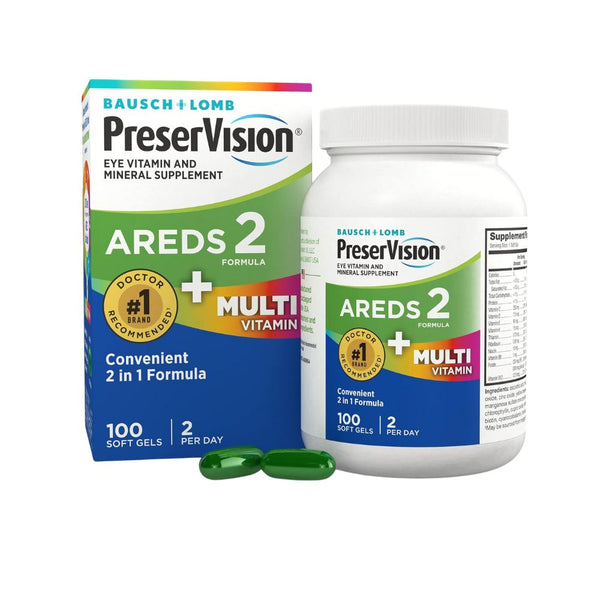 PreserVision AREDS 2 + Multivitamin, 2-in-1 Eye Vitamin, Contains Vitamin C, D, E & Zinc, 120 Softgels