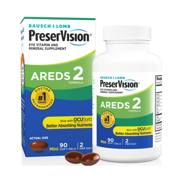 PreserVision AREDS 2 Formula, Eye Vitamin and Mineral Supplement, Bausch + Lomb, 90 Soft Gels (MiniGels)