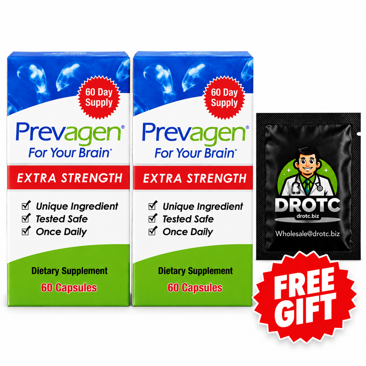 Prevagen® Extra Strength Capsules - 20mg Apoaequorin, 60ct + + Free DR OTC Eye Wipe
