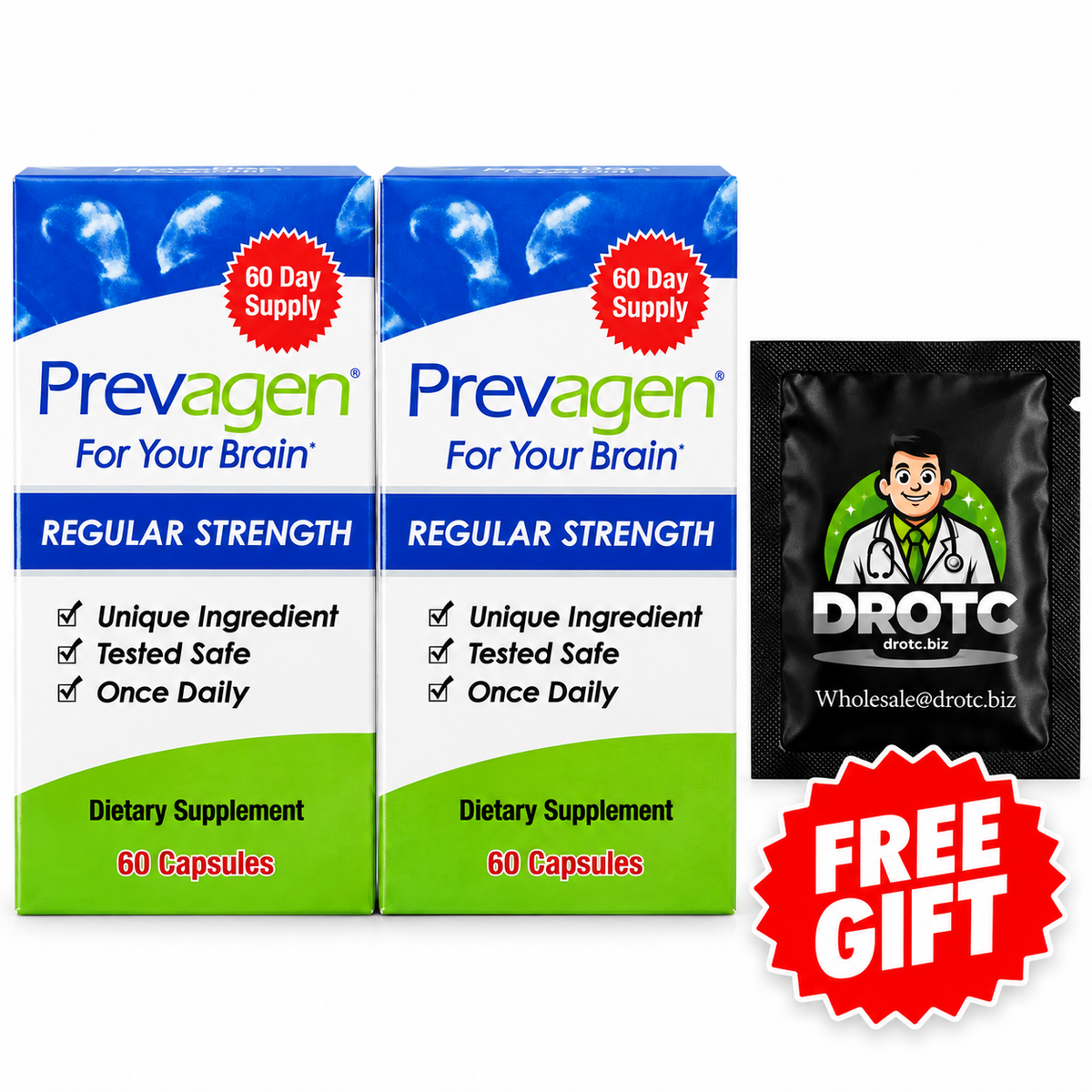 Prevagen® Regular Strength Capsules - 10mg Apoaequorin, 60ct + Free DR OTC Eye Wipe