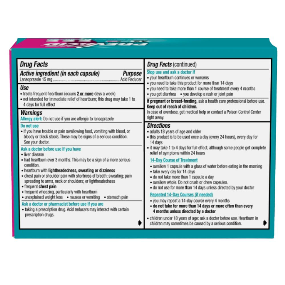 Prevacid 24HR, Lansoprazole Delayed-Release Capsules 15 mg, Acid Reducer, Clinically Proven, Treats Frequent Heartburn, 42 Count