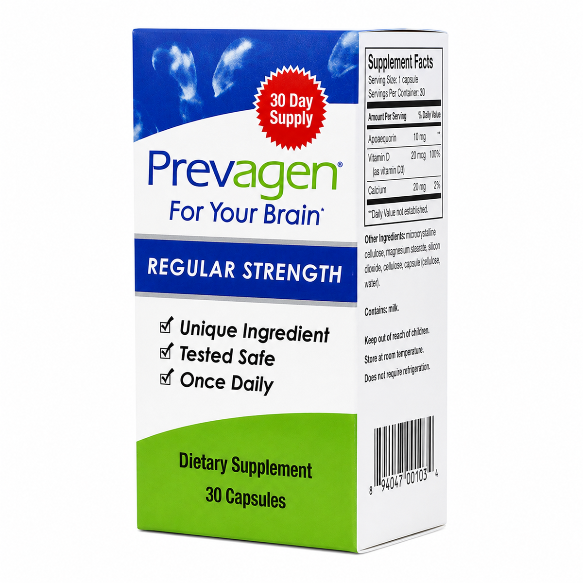 Prevagen® Regular Strength Capsules - 10mg Apoaequorin, 30ct + + Free DR OTC Eye Wipe