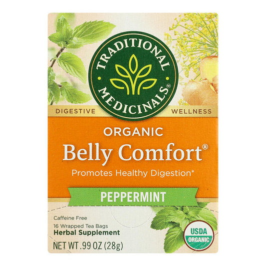 Traditional Medicinals Belly Comfort Peppermint - Caffeine Free - Case of 6 - 16 Bags