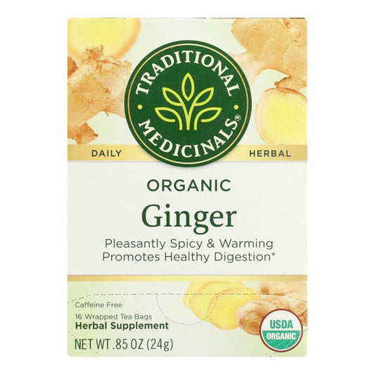 Traditional Medicinals Organic Ginger Herbal Tea - 16 Tea Bags - Case of 6