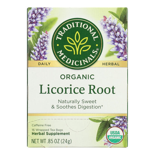 Traditional Medicinals Organic Licorice Root Herbal Tea - 16 Tea Bags - Case of 6