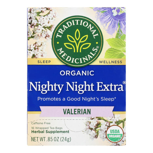 Traditional Medicinals Organic Herbal Tea - Nighty Night Valerian - Case of 6 - 16 Bags