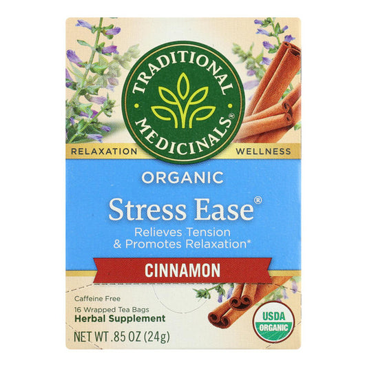 Traditional Medicinals Relaxation Tea - Stress Ease Cinnamon - Case of 6 - 16 Bags