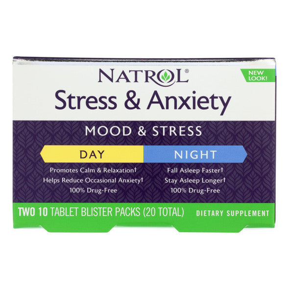 Natrol - Melatonin - Stress Anxiety Day and Nite Formula - 20 Tablets