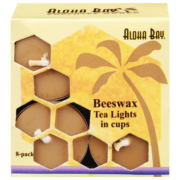 Aloha Bay - Beeswax Tea Light Candles  - 8 CT