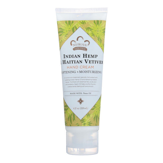 Nubian Heritage Hand Cream Indian Hemp And Haitian Vetiver - 4 oz