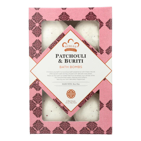 Nubian Heritage Patchouli & Buriti Bath Bombs - 1 Each - 6 CT