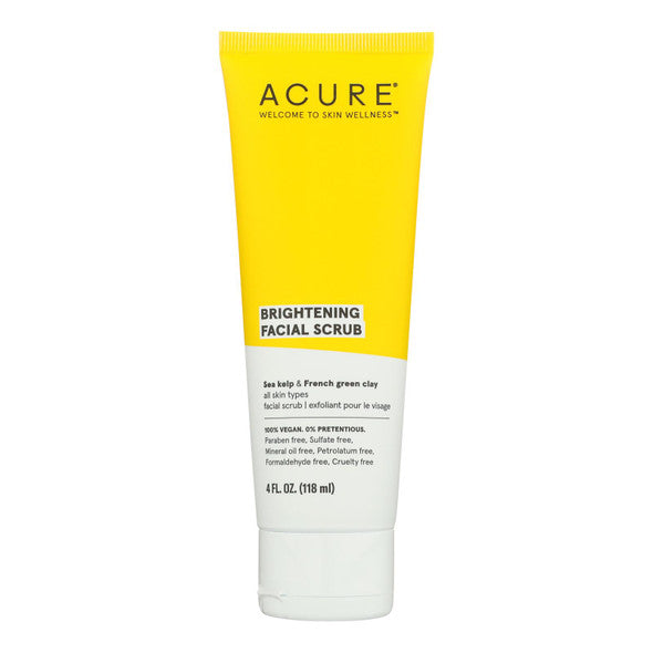 Acure - Brightening Facial Scrub - Argan Extract and Chlorella - 4 FL oz.