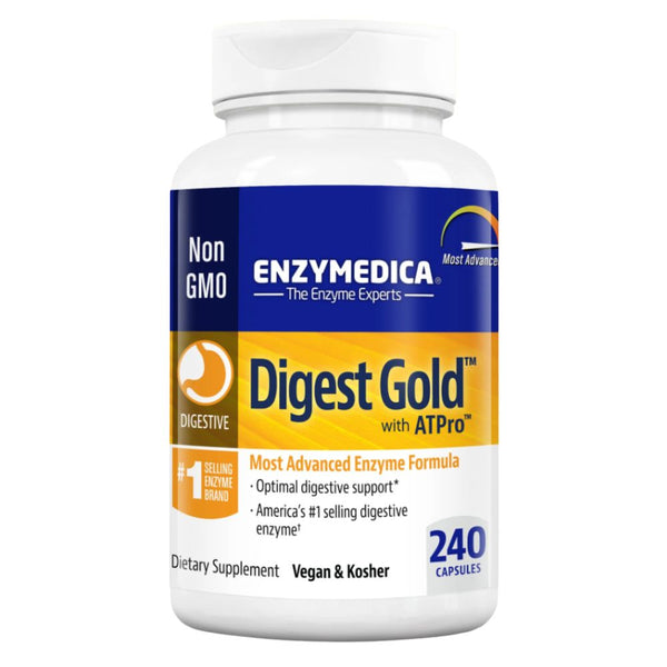 Enzymedica Digest Gold, Maximum Strength Digestive Enzymes, Helps Digest Large Meals for Instant Bloating Relief, 240 Count