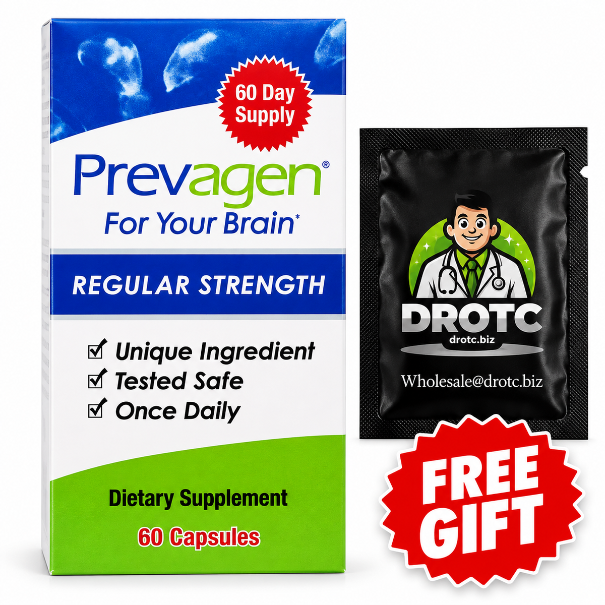 Prevagen® Regular Strength Capsules - 10mg Apoaequorin, 60ct + Free DR OTC Eye Wipe