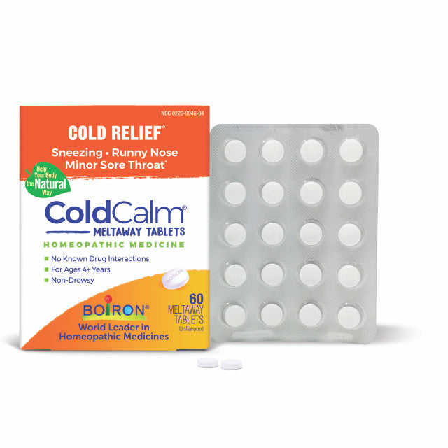 Boiron ColdCalm Tablets, Homeopathic Cold Relief for Sneezing, Runny Nose & Minor Sore Throat, 60 count