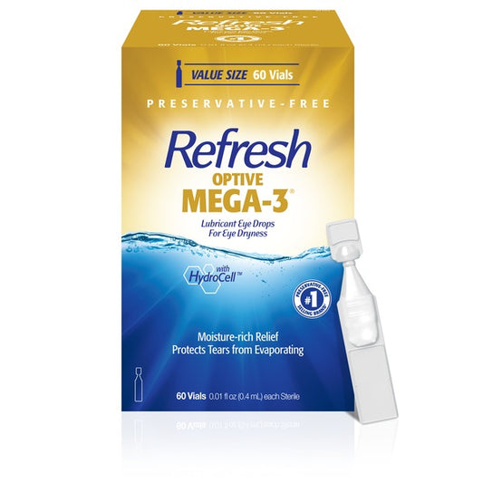 Refresh Optive - MEGA-3 Lubricant Eye Drops, 60 CT