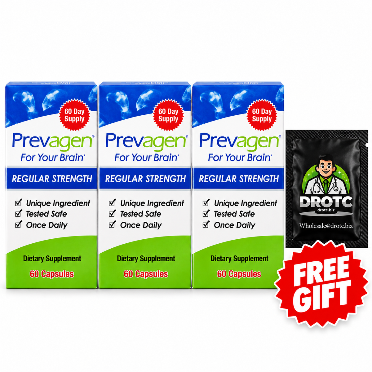 Prevagen® Regular Strength Capsules - 10mg Apoaequorin, 60ct + Free DR OTC Eye Wipe