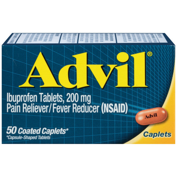 Advil Pain Reliever and Fever Reducer, Ibuprofen 200mg for Pain Relief - 50 Coated Caplets