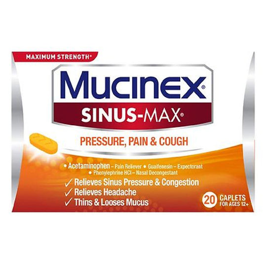 Mucinex Sinus-Max Sinus and Pain Relief Caplets, 20 Count