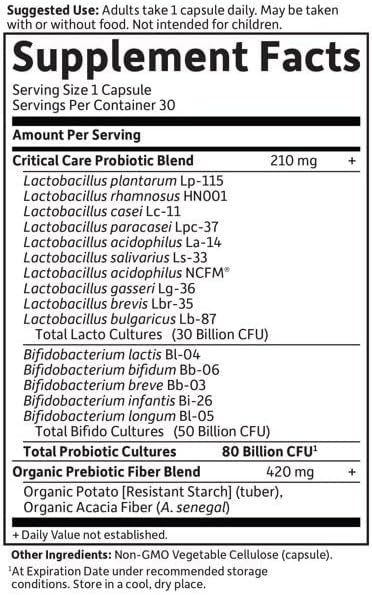 Garden of Life Dr. Formulated Critical Care Probiotics, 80 Billion CFU, 30ct