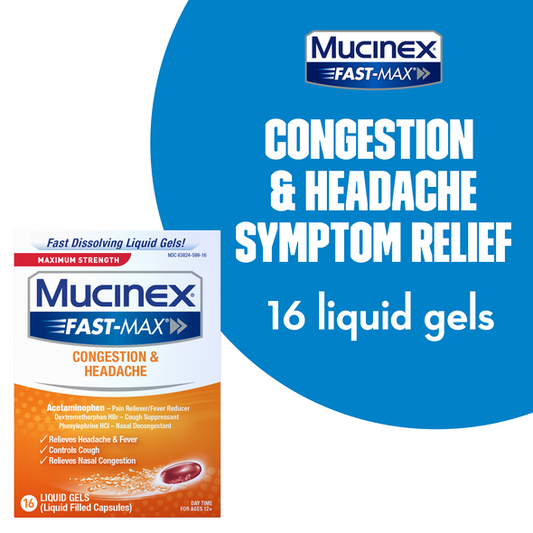 Mucinex Fast-Max Maximum Strength Congestion And Headache Liquid Gels, 16 count