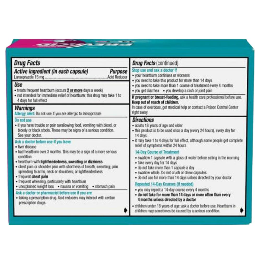 Prevacid 24HR Lansoprazole Delayed-Release Capsules, 15 mg- Proton Pump Inhibitor (PPI) for Heartburn Relief, 42 Count
