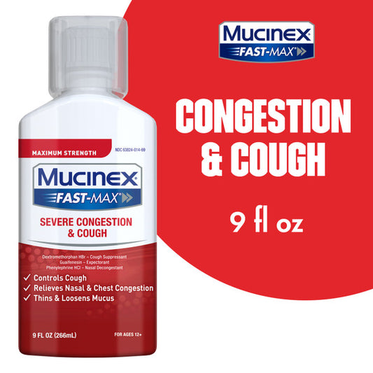 Mucinex Fast-Max Severe Congestion and Cough Liquid, 9.0 oz