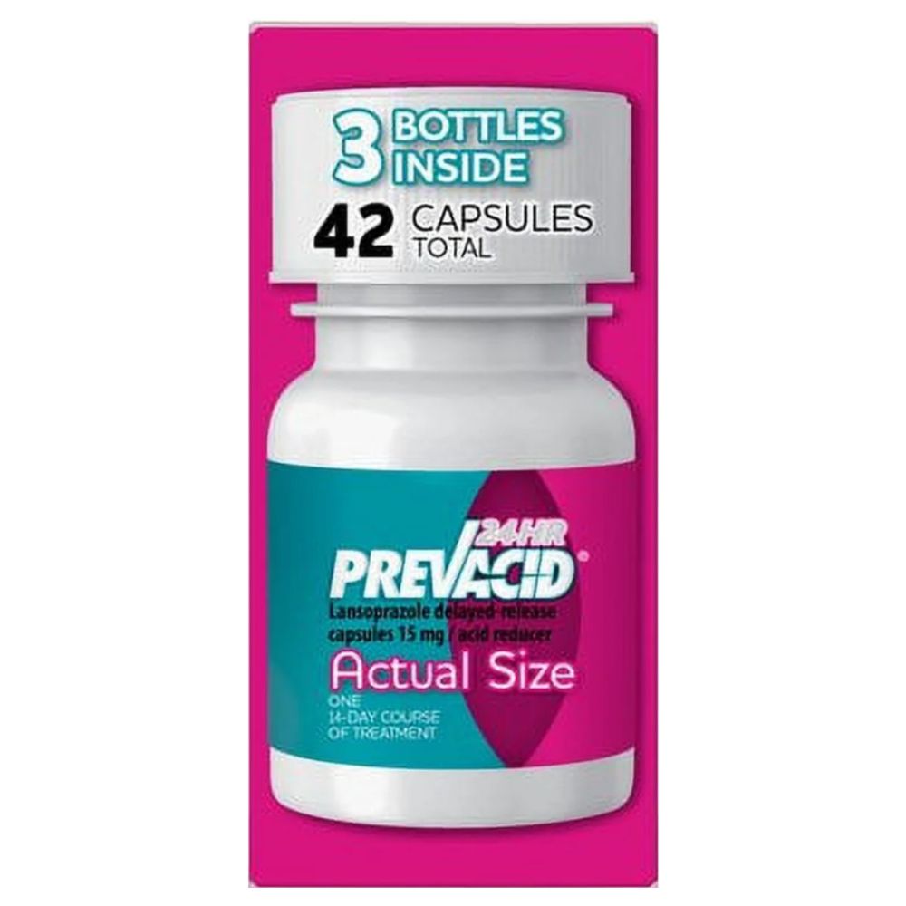Prevacid 24HR Lansoprazole Delayed-Release Capsules, 15 mg- Proton Pump Inhibitor (PPI) for Heartburn Relief, 42 Count