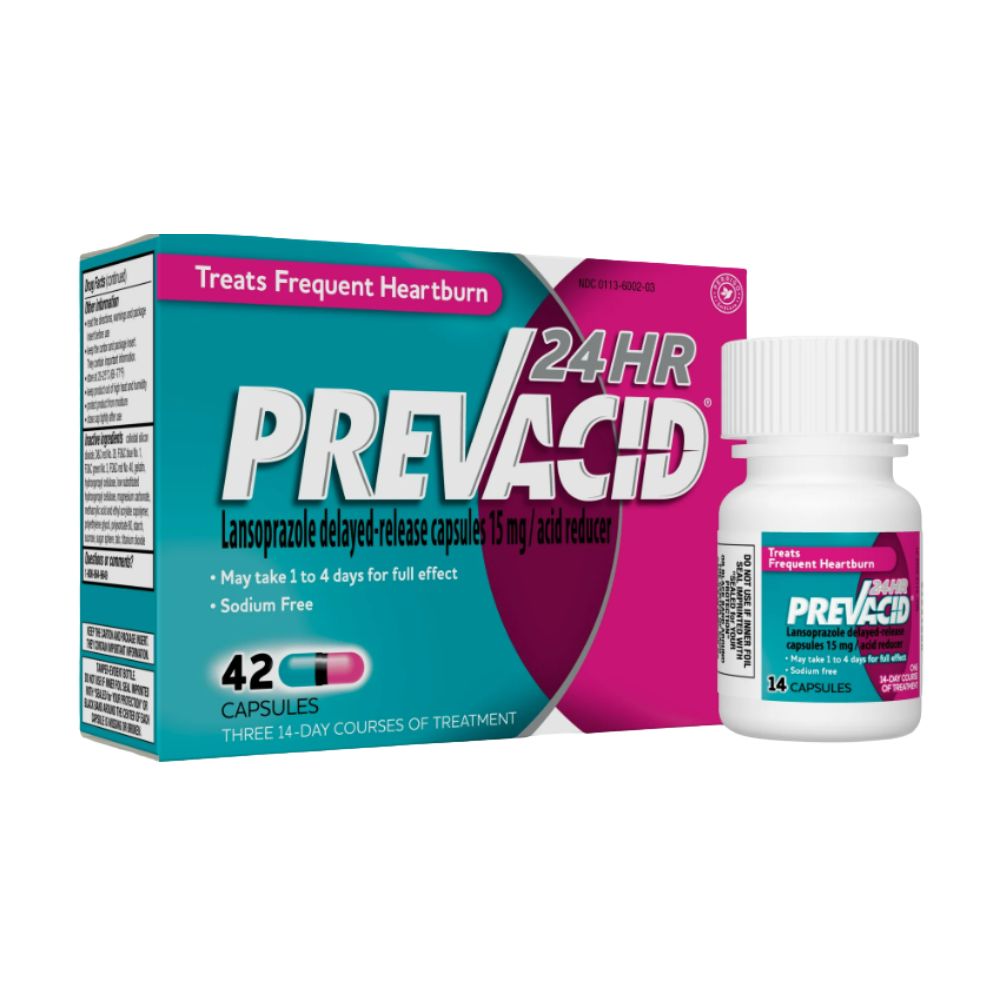 Prevacid 24HR, Lansoprazole Delayed-Release Capsules 15 mg, Acid Reducer, Clinically Proven, Treats Frequent Heartburn, 42 Count