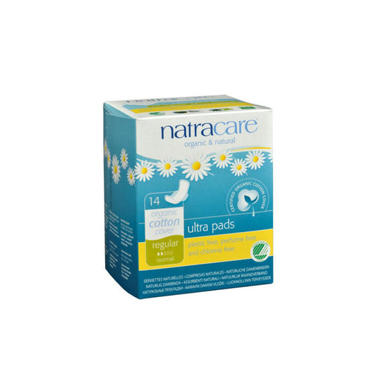 Natracare Natural Ultra Pads w/wings Regular w/organic cotton Cover -  14 Pack