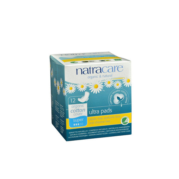 Natracare Natural Ultra Pads w/wings Super w/organic cotton cover  - 12 Pack