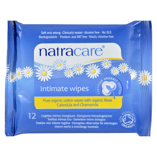 Natracare Organic Cotton Intimate Wipes - 12 Wipes - Case of 12