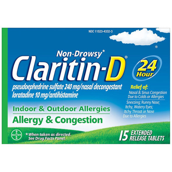 Claritin-D 24 Hour Allergy Relief Tablets, 15 count