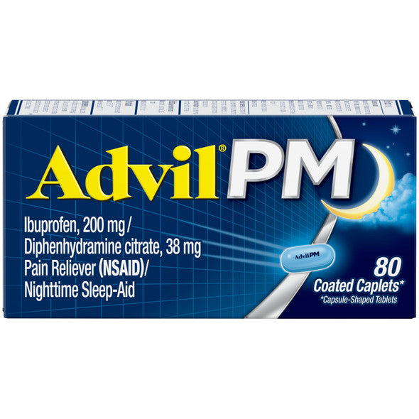 Advil PM Nighttime Pain Reliever, 80 Coated Caplets