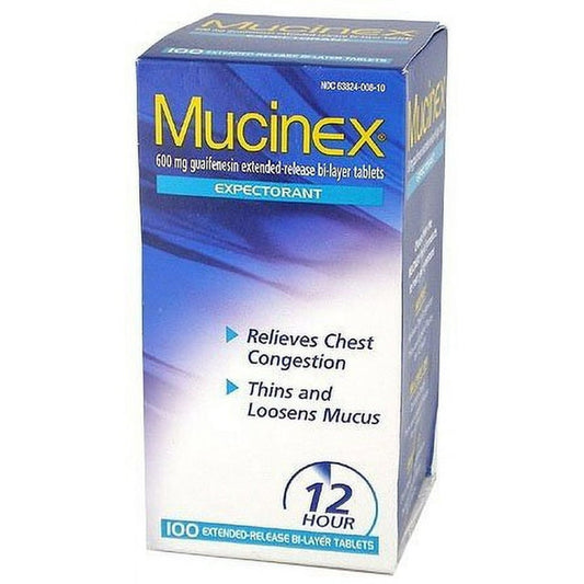 Mucinex Immediate Extended Release Tablets Expectorant, Value Size, 100 count