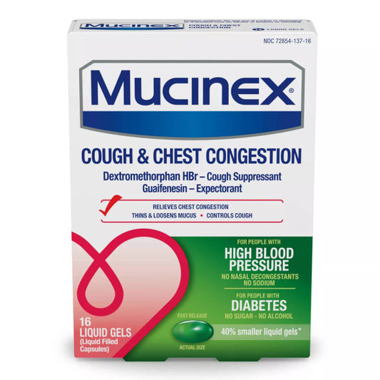 Mucinex Cough & Chest Medicine Liquid Gels, 16 count