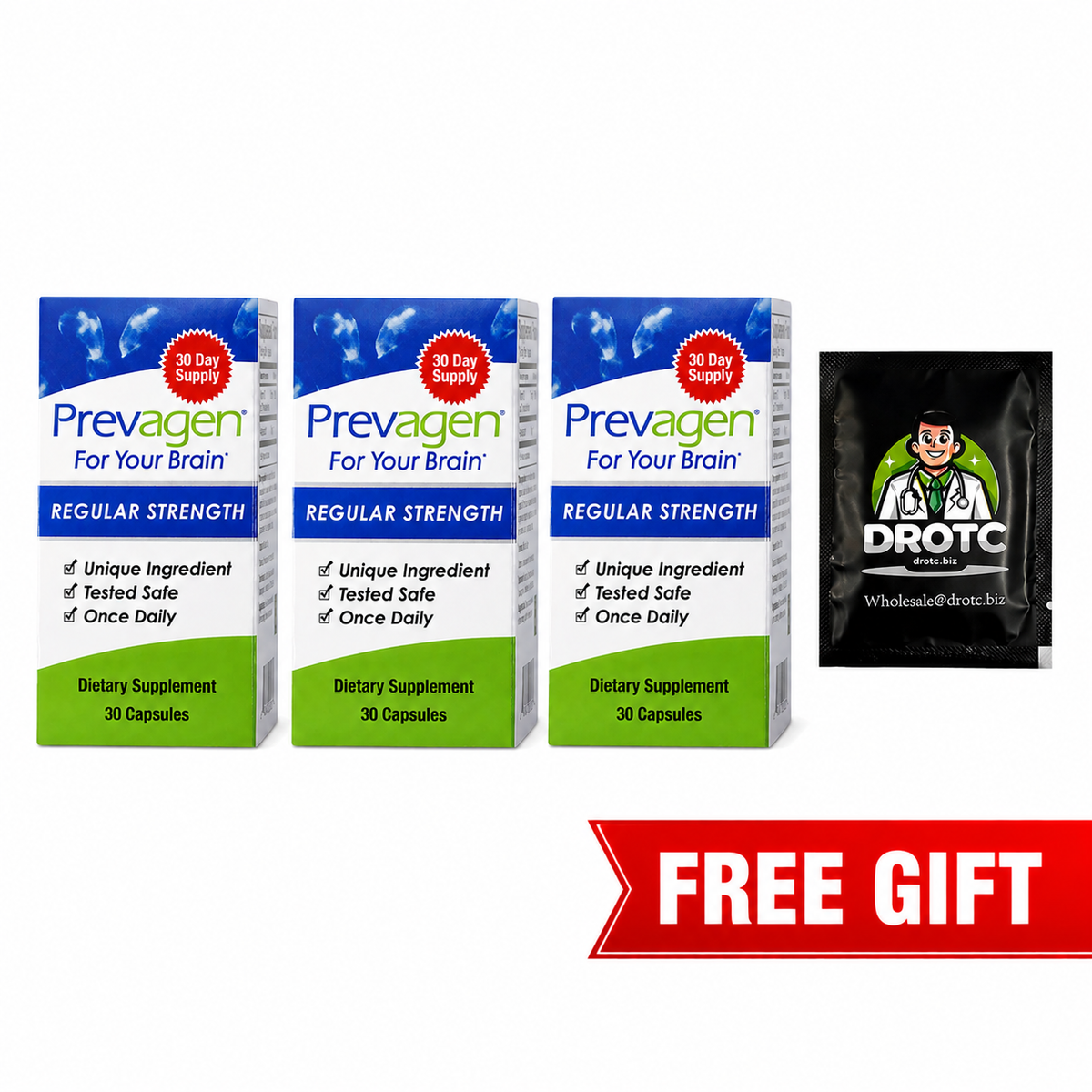 Prevagen® Regular Strength Capsules - 10mg Apoaequorin, 30ct + + Free DR OTC Eye Wipe