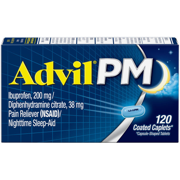 Advil PM Nighttime Pain Reliever, 120 Coated Caplets