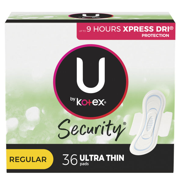 U by Kotex Security Ultra Thin Pads with Wings, Regular Absorbency, 36 Count