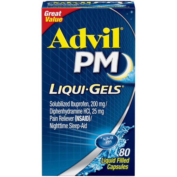 Advil PM Liqui-Gels Pain Reliever, 80 Liquid Filled Capsules