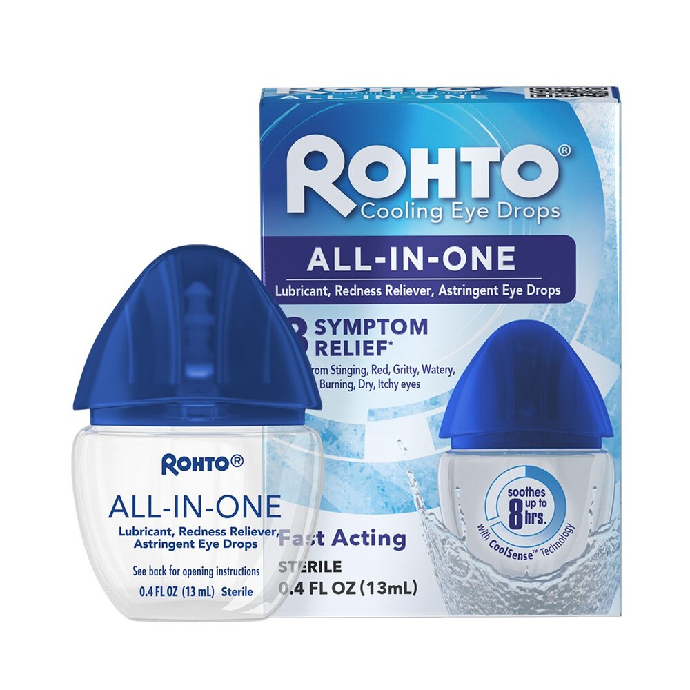 Rohto - All-In-One, Redness Reliever, Cooling Eye Drops, Multi-Symptom Relief, 0.4 fl oz